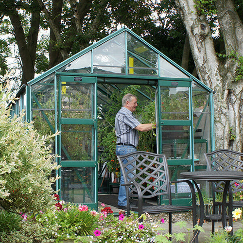 Man in hot greenhouse
