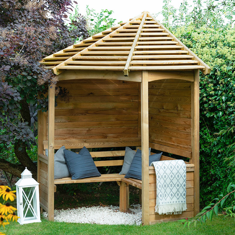 Forest Garden Venetian Corner Garden Wooden Arbour