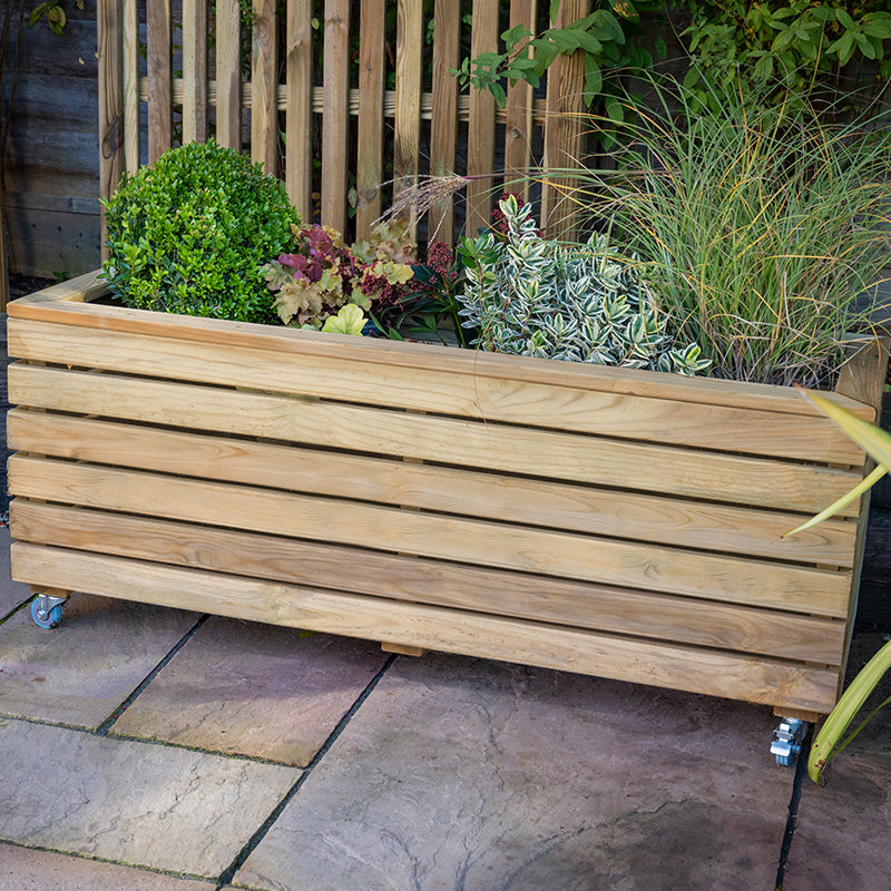 Forest Garden Long Planter With Wheels