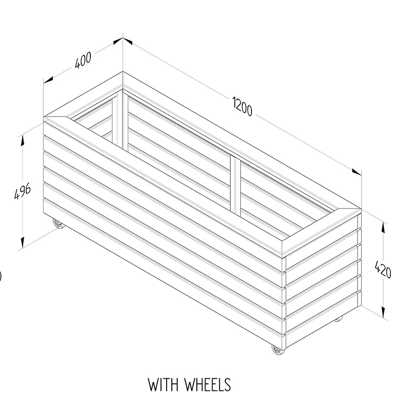 Forest Garden Long Planter With Wheels