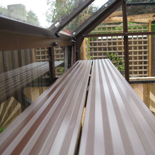 Brown greenhouse shelf