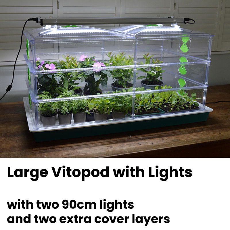 Large Vitopod with lights and two extra extender layers with plants inside