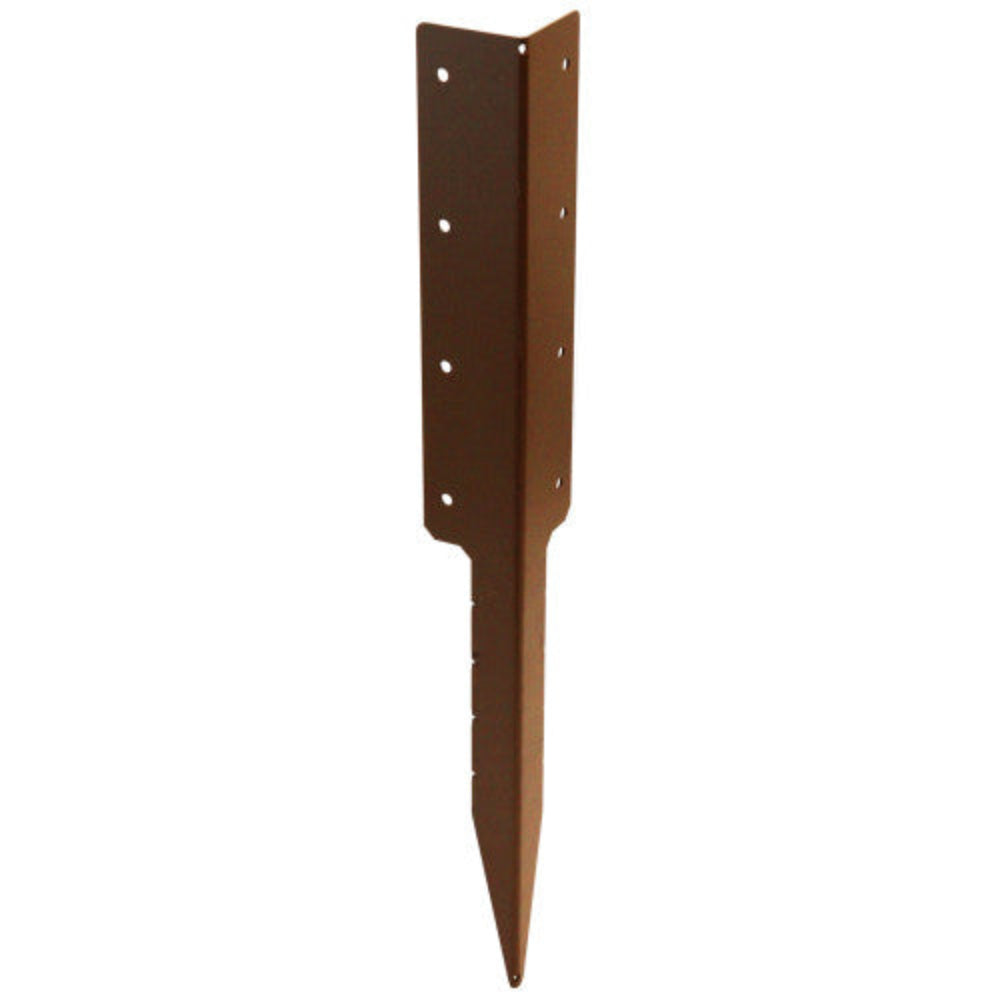 Brown metal stake with a pointed tip on a white background