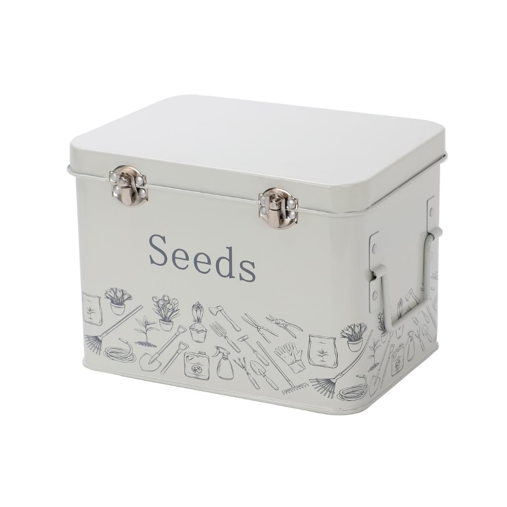seed tin storage gift in grey