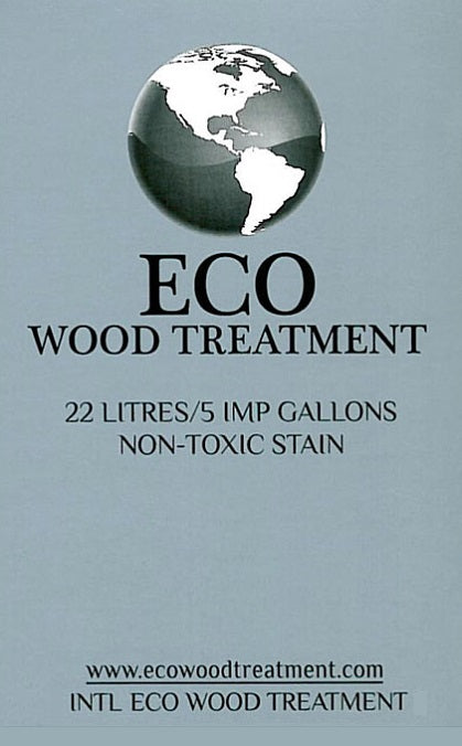 Eco Wood Treatment with a globe graphic on a light blue background