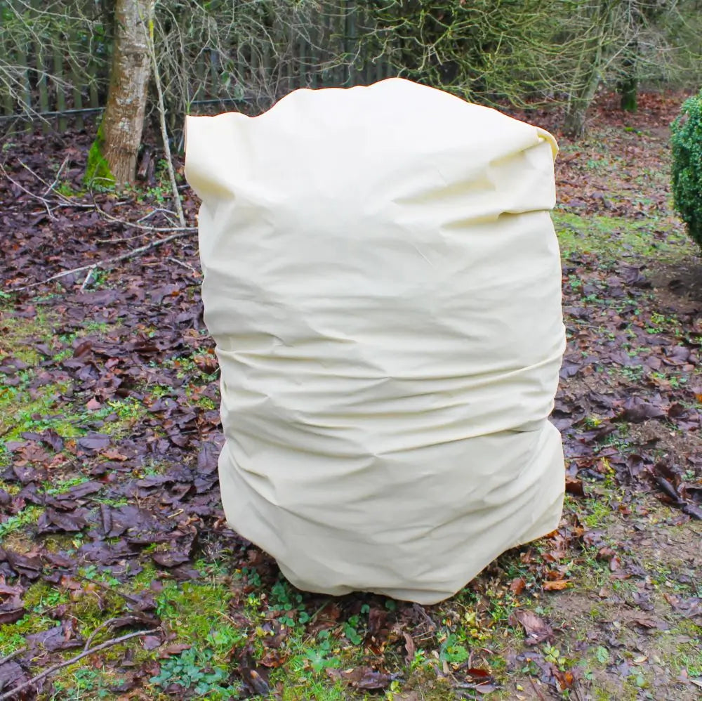 fleece jacket over shrub winter scene