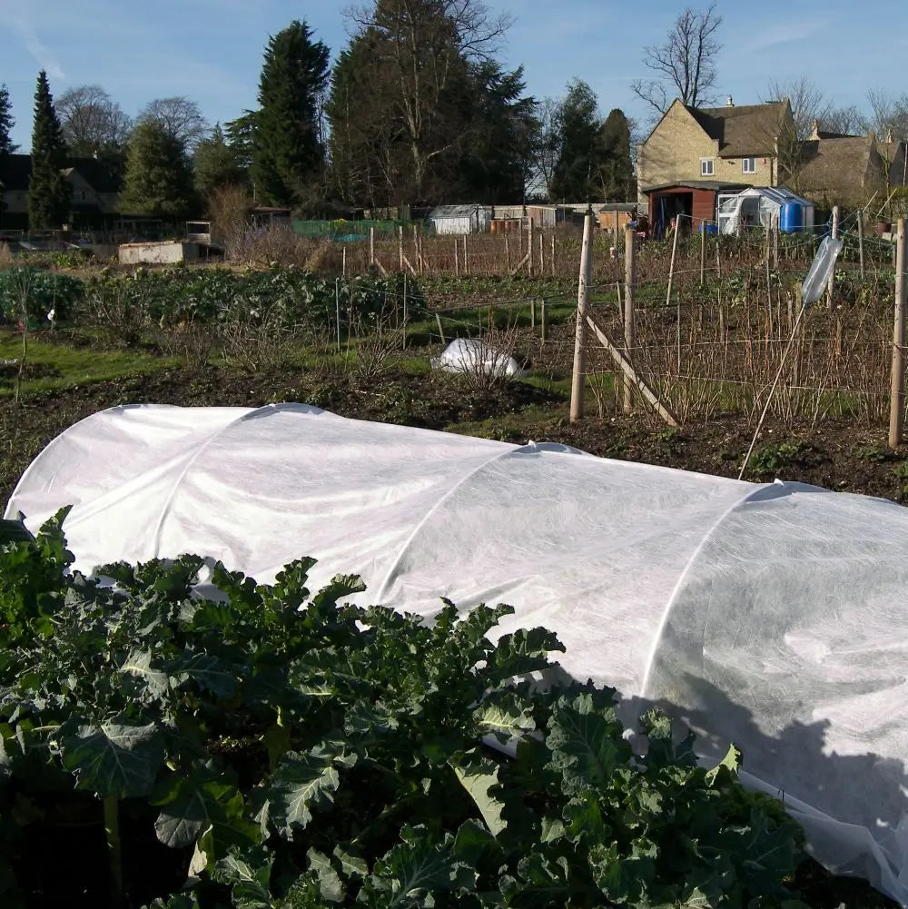 garden fleece over metal hoops