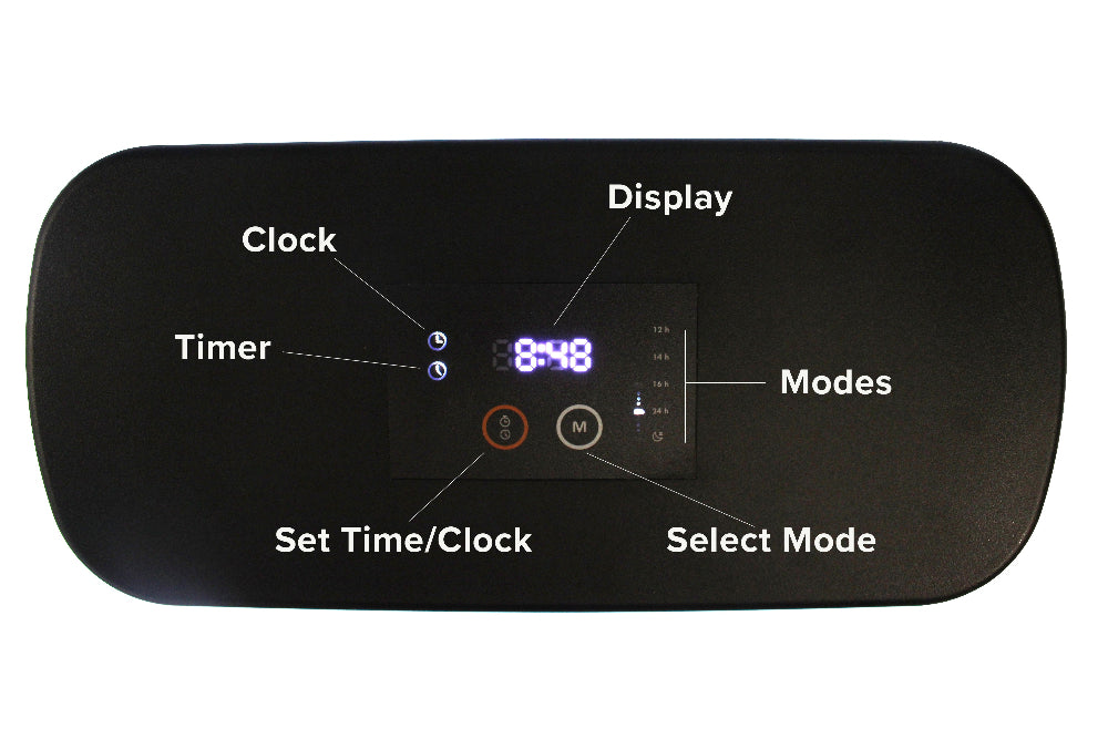 Digital display and labeled buttons on a white background from the propagator