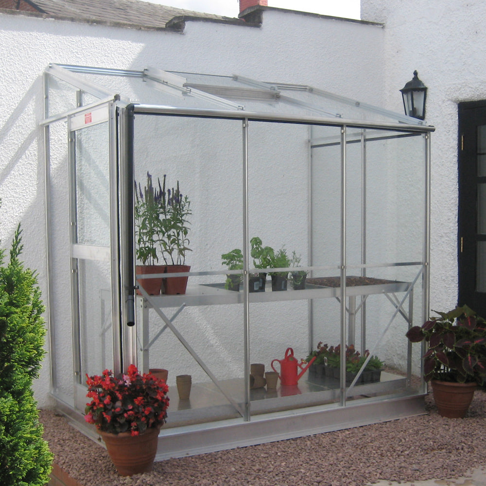 lean to greenhouse silver