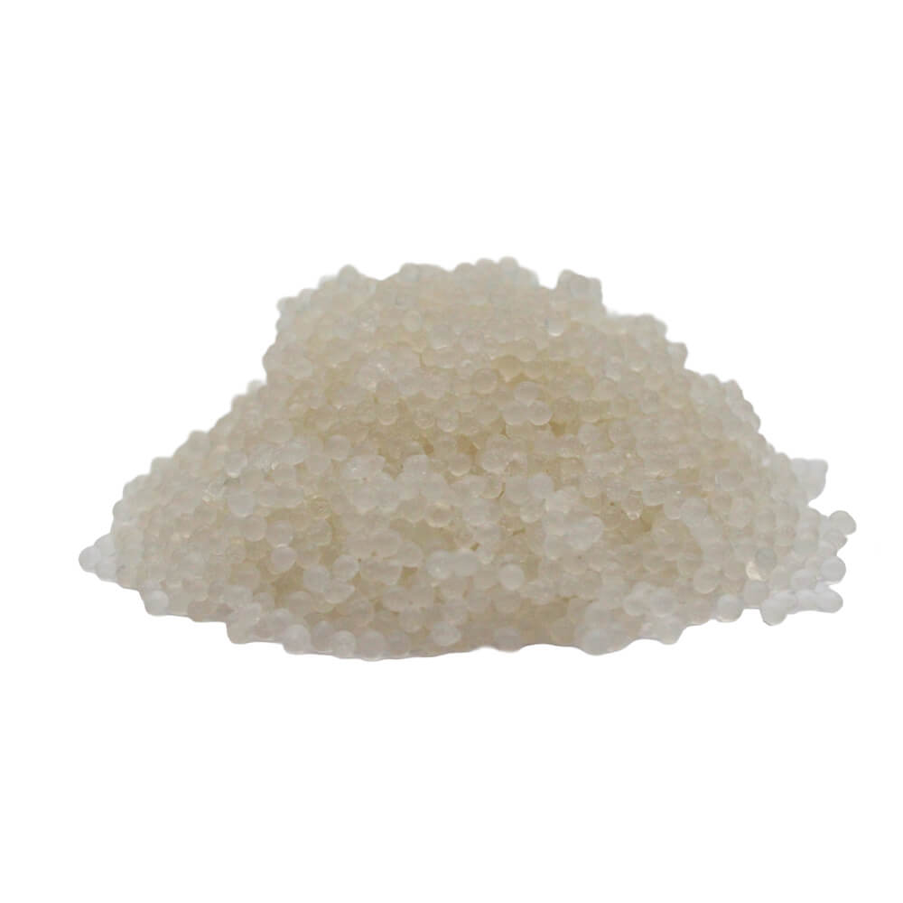 Pile of white beads on a white background