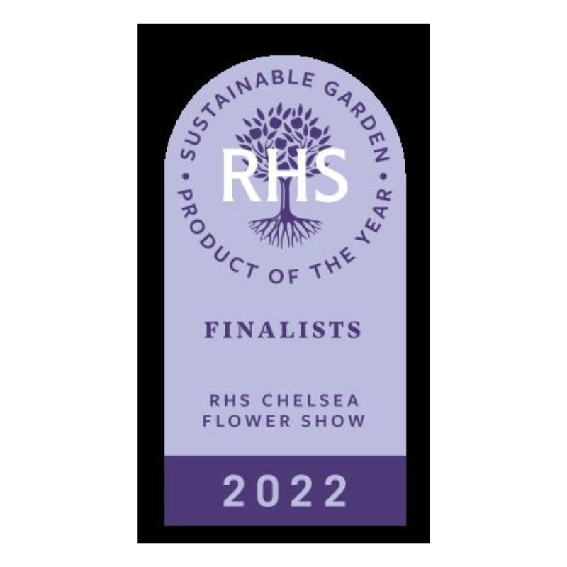 RHS Sustainable Garden Product of the Year finalists badge for RHS Chelsea Flower Show 2022.