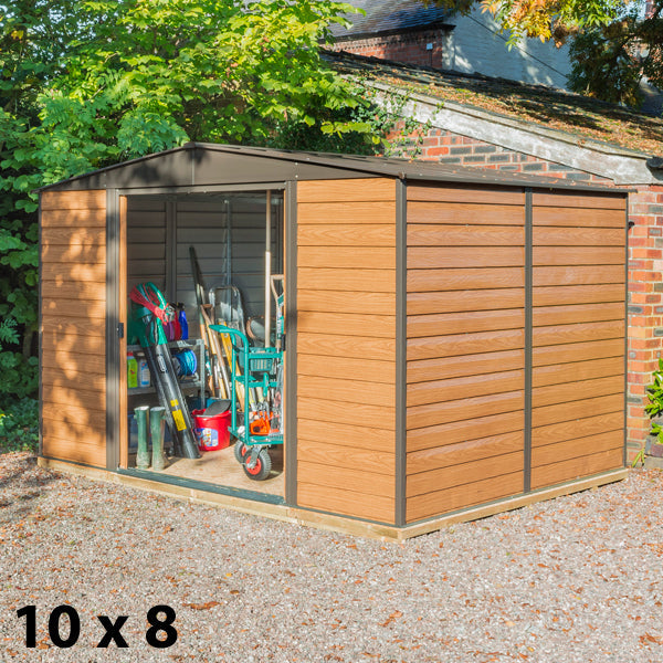 Metal shed with tools insde