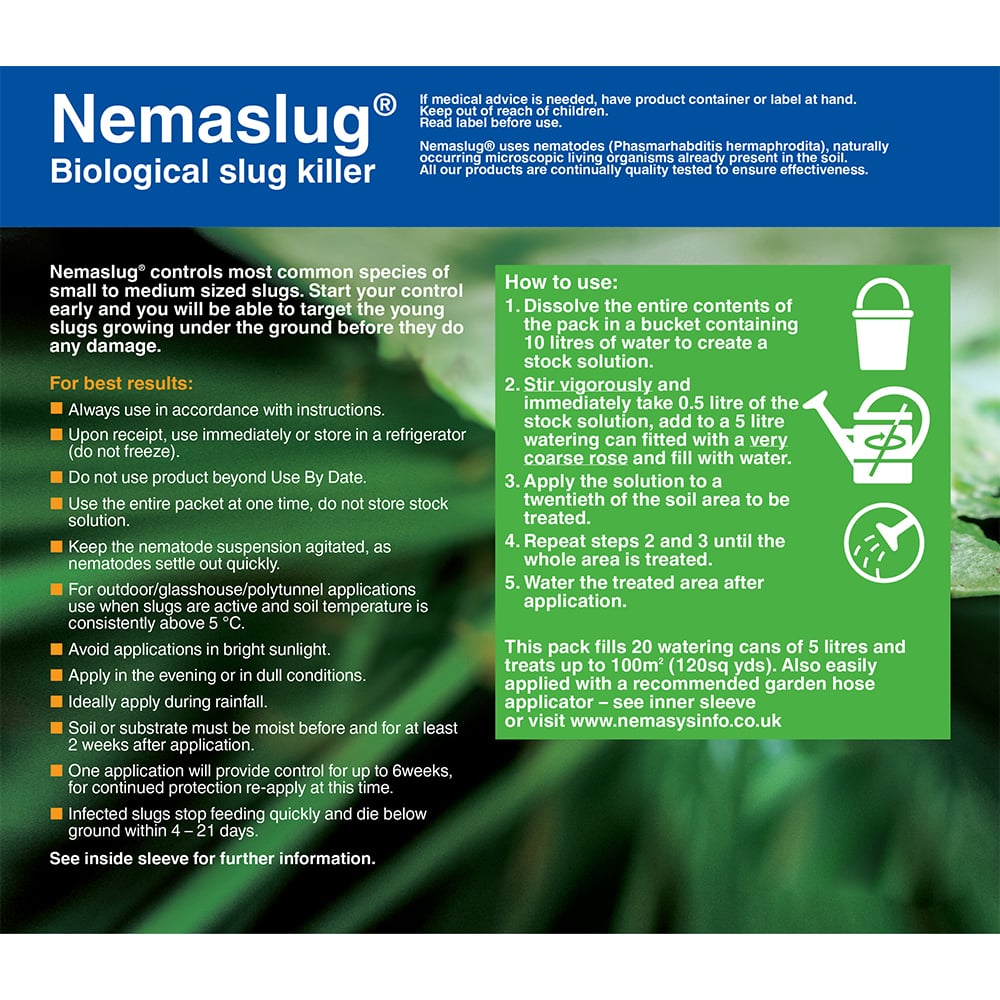 Slug Nematodes – Nemaslug for 40 sq.m or 100 sq.m