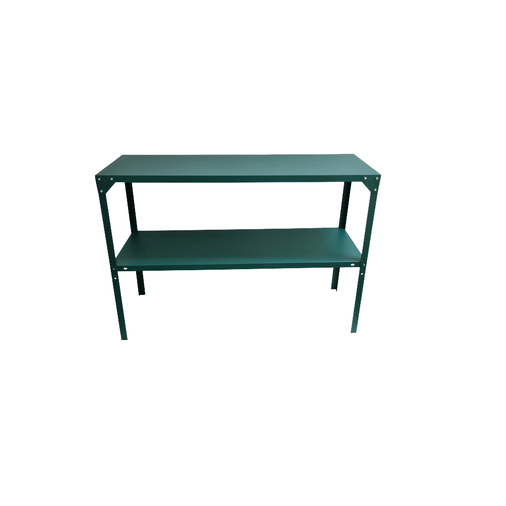 green greenhouse staging on a black background