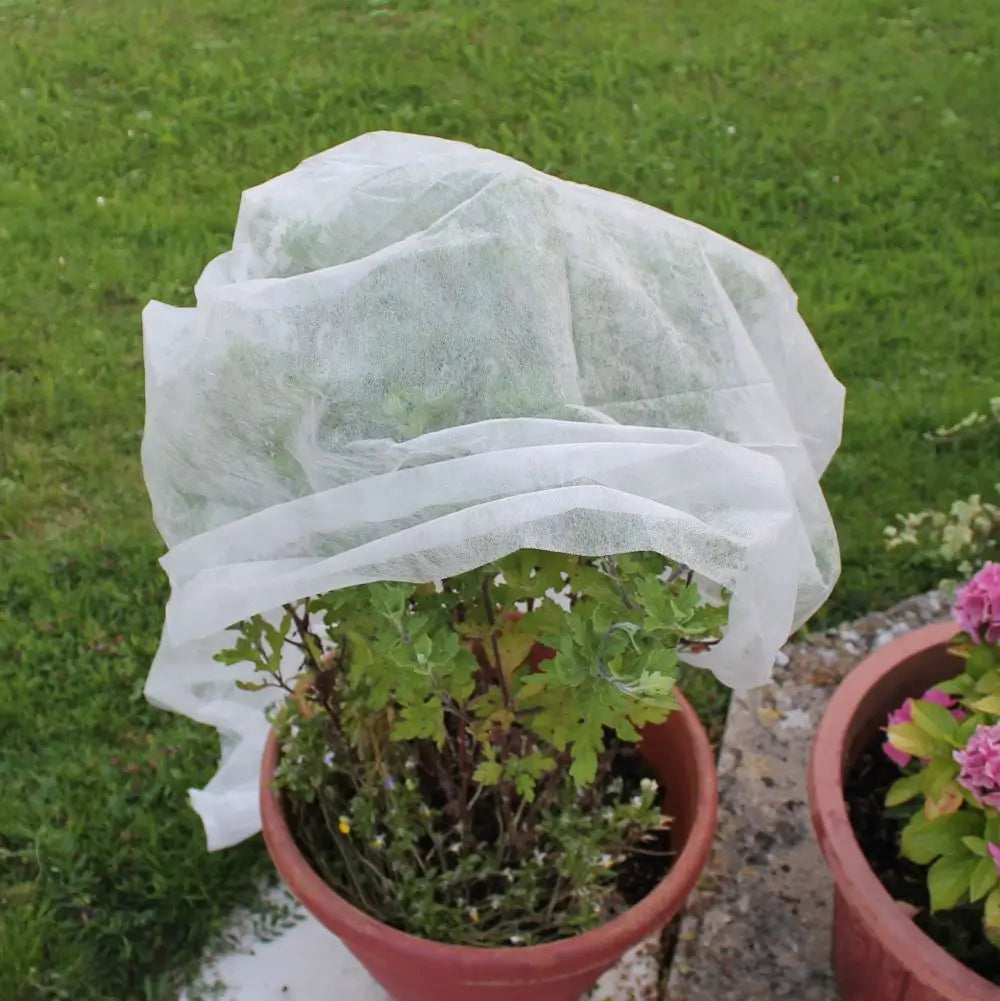 half on tube fleece over plant