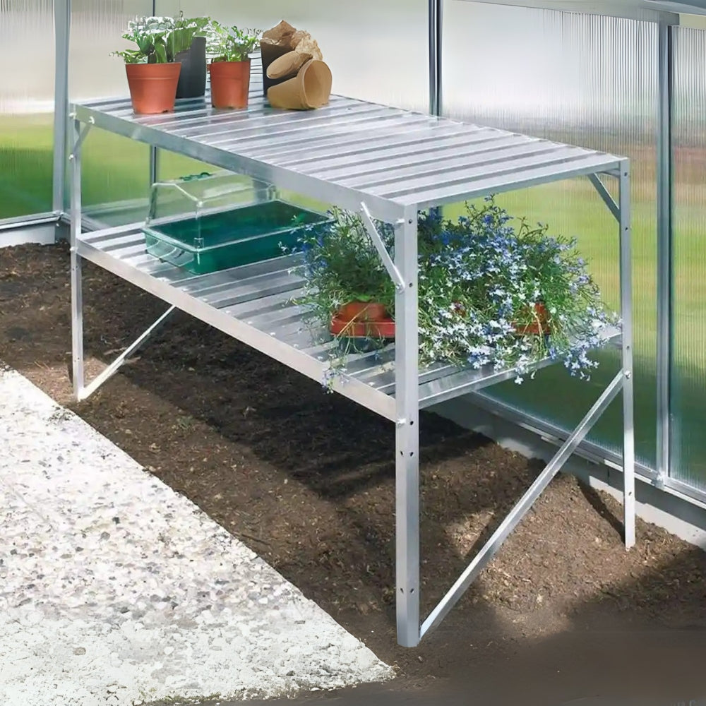 two tier staging consisting of two shelves