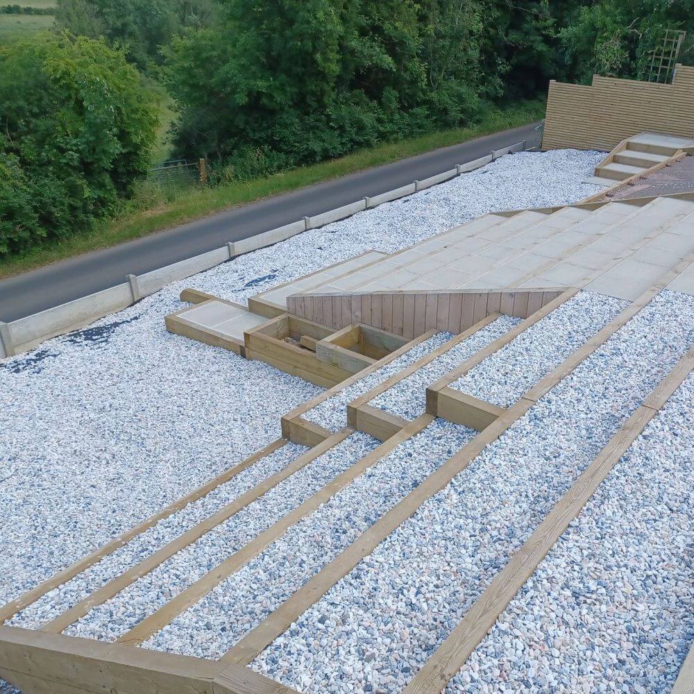 weed control fabric underneath stones