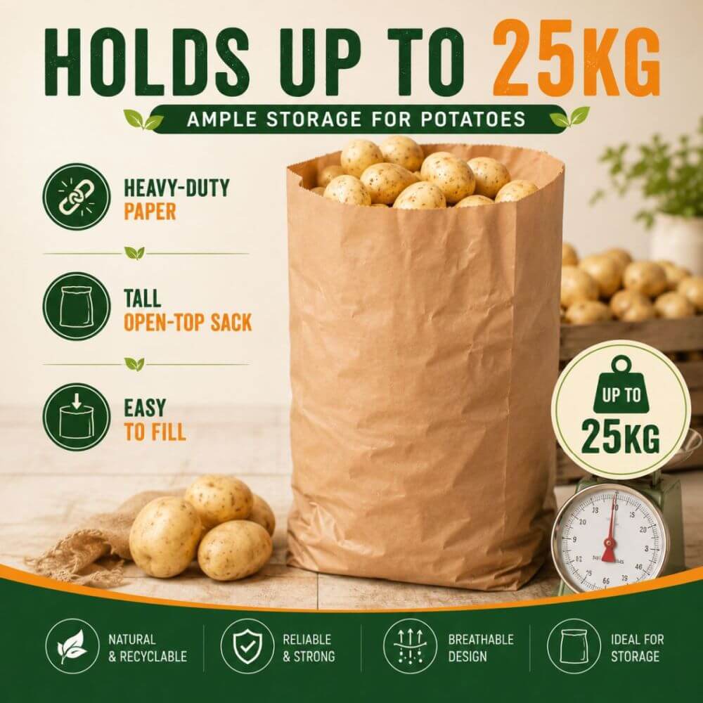 Paper Potato Sacks Heavy Duty For Storage Up To 25kg