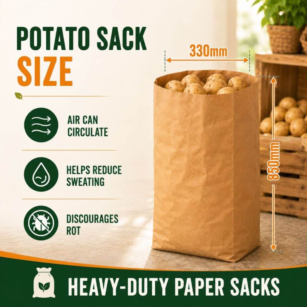 Paper Potato Sacks Heavy Duty For Storage Up To 25kg