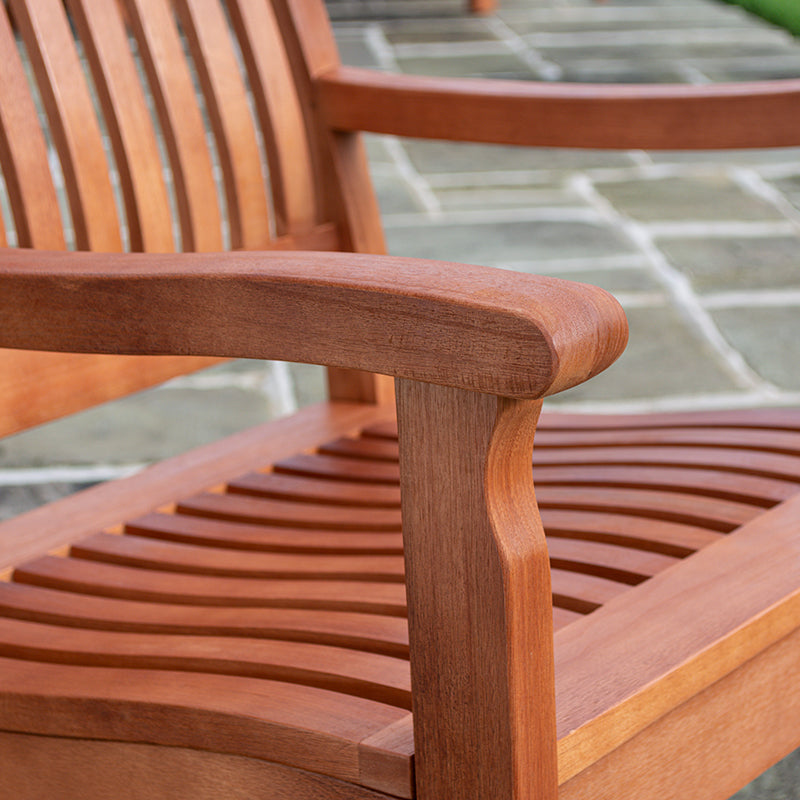 Close up of wooden chair outdoor furniture