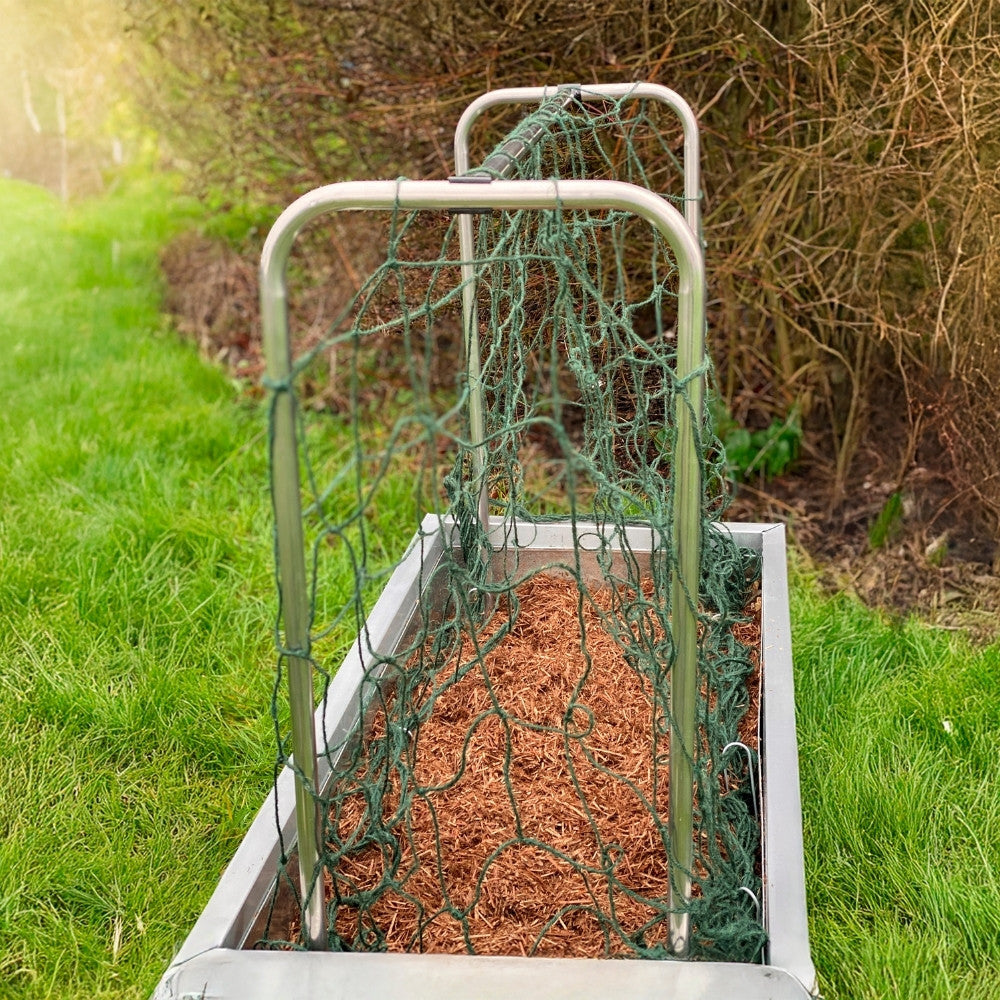Aluminium frame with netting for growing peas