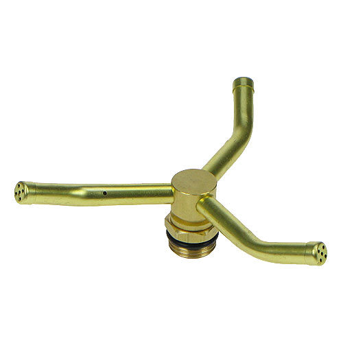 Brass three arm sprinkler on white background