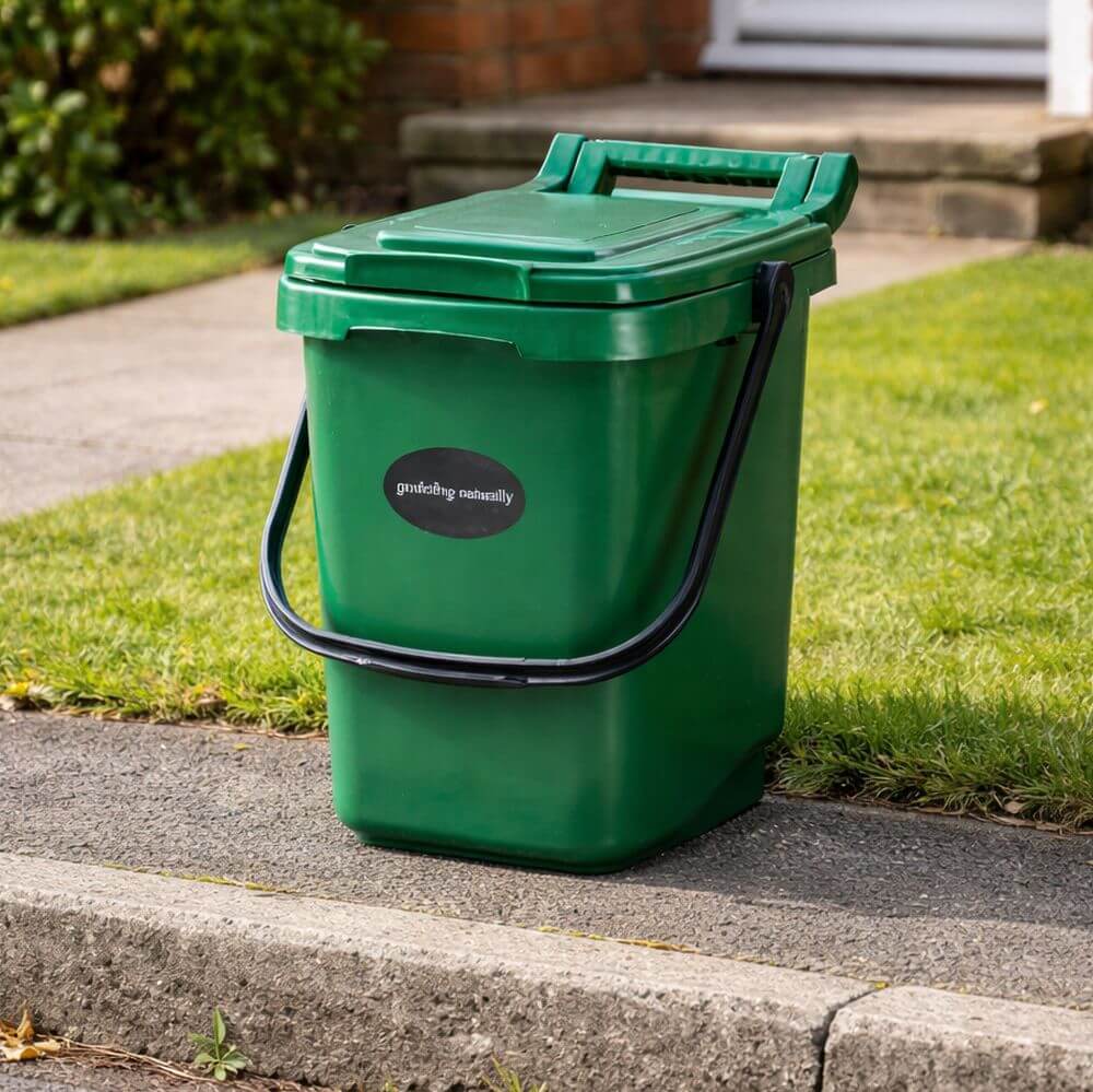 council kerb side bin on pavement