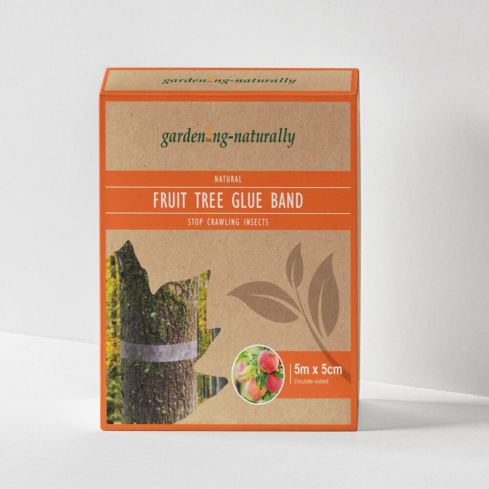 Box of 'garden.ng.naturally' fruit tree glue band on a white background