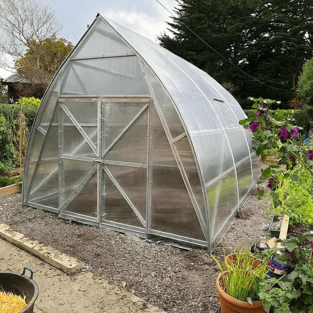 large greenhouse in garden
