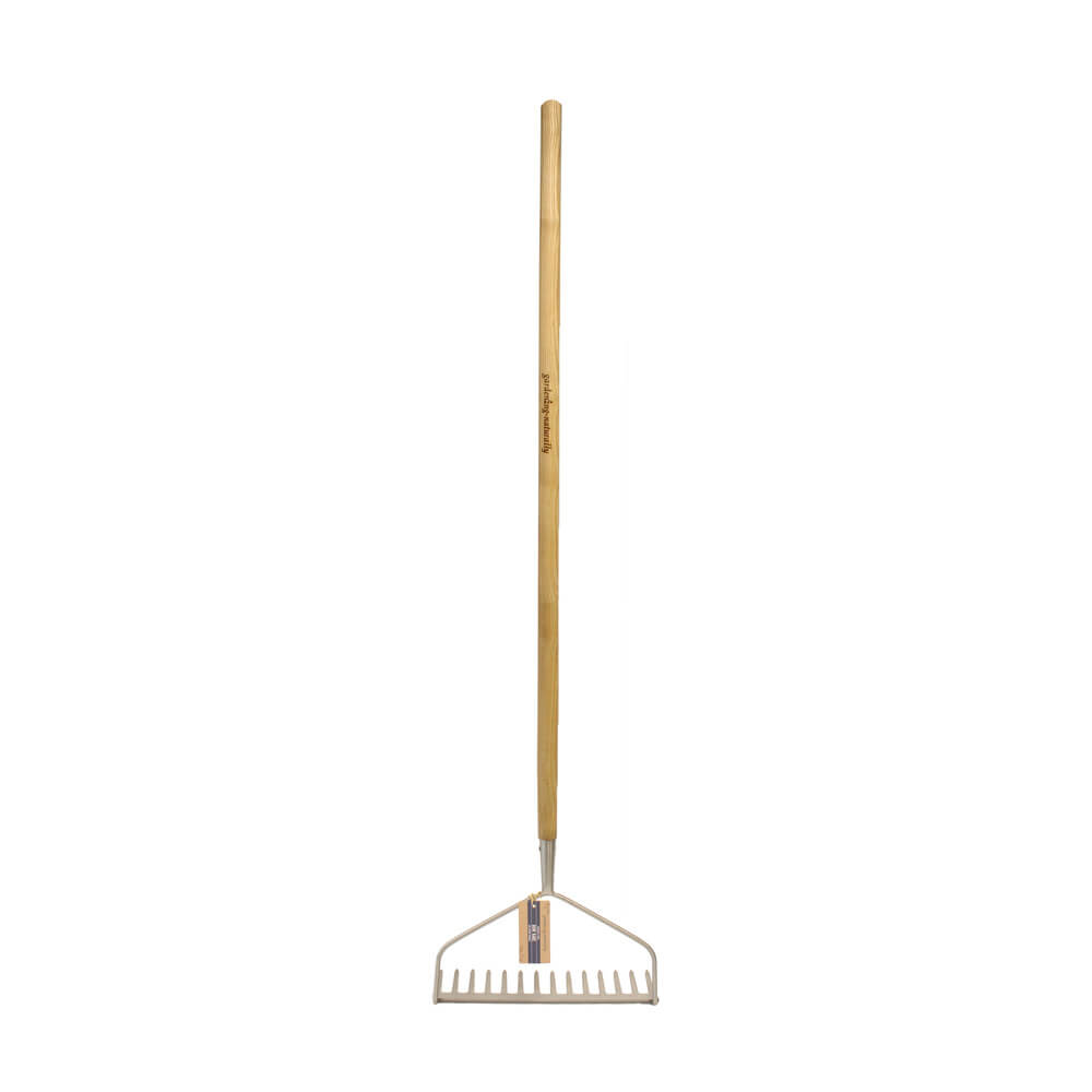 A Rake with long handle wooden