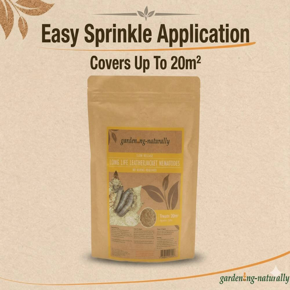Brown packaging with 'growing naturally' branding on a beige background