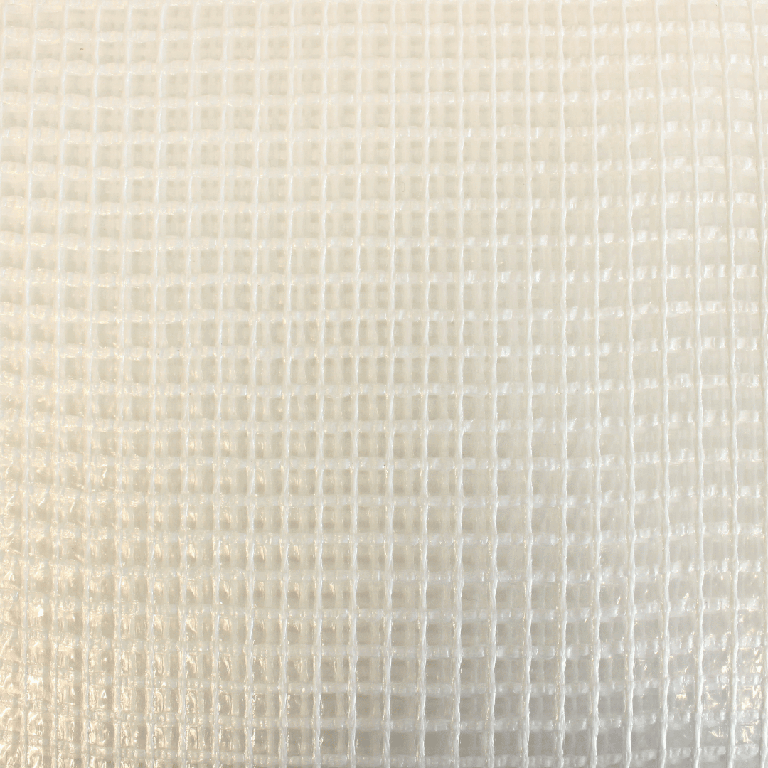 Close-up of a textured white polythene grid pattern