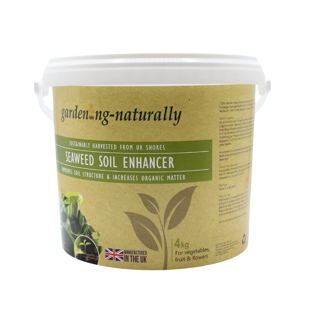Seaweed soil enhancer container tub