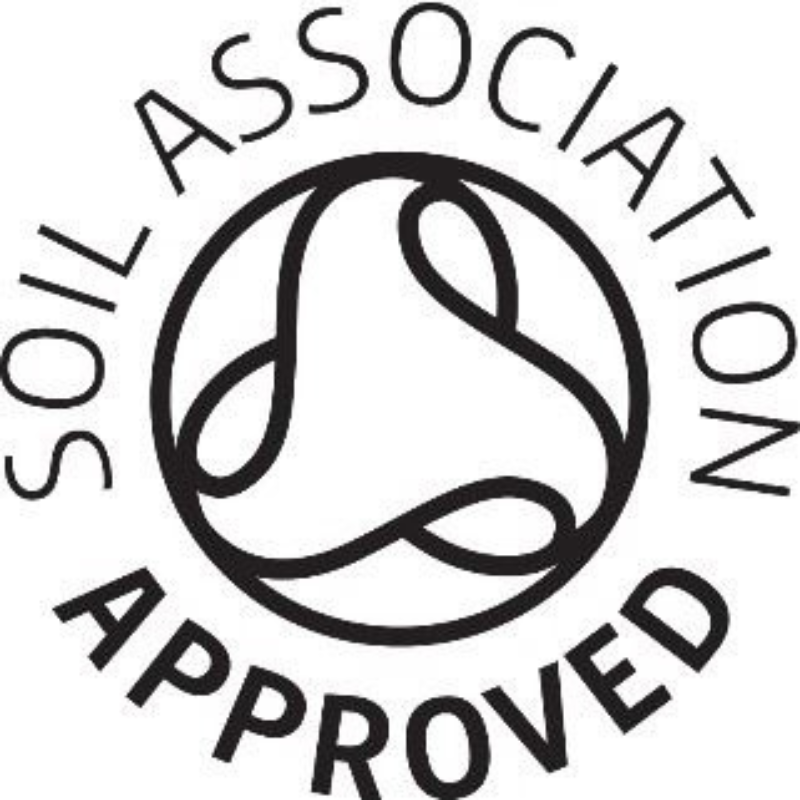 Logo of Soil Association Approved with circular design and text
