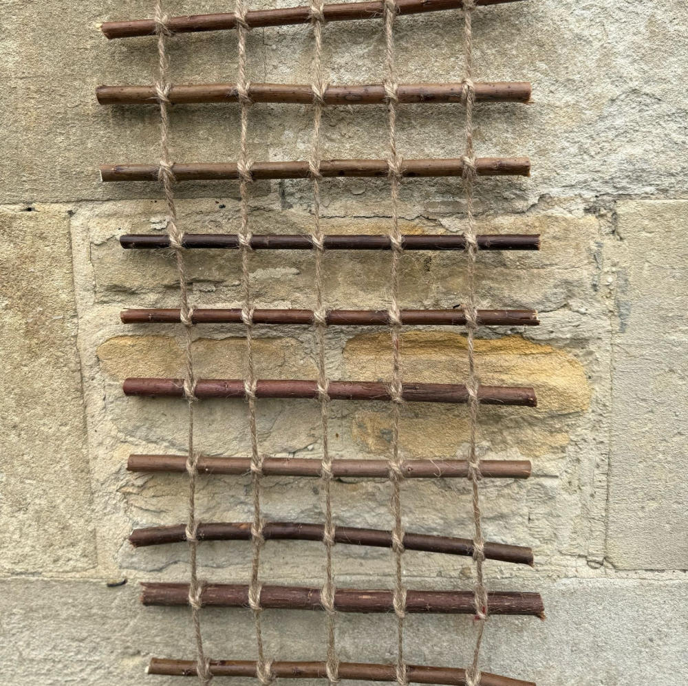 close up of string and willow trellis