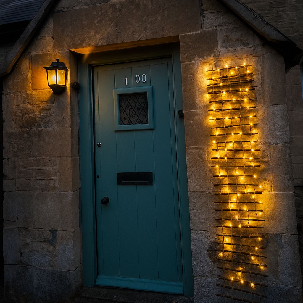 garden trellis with lights