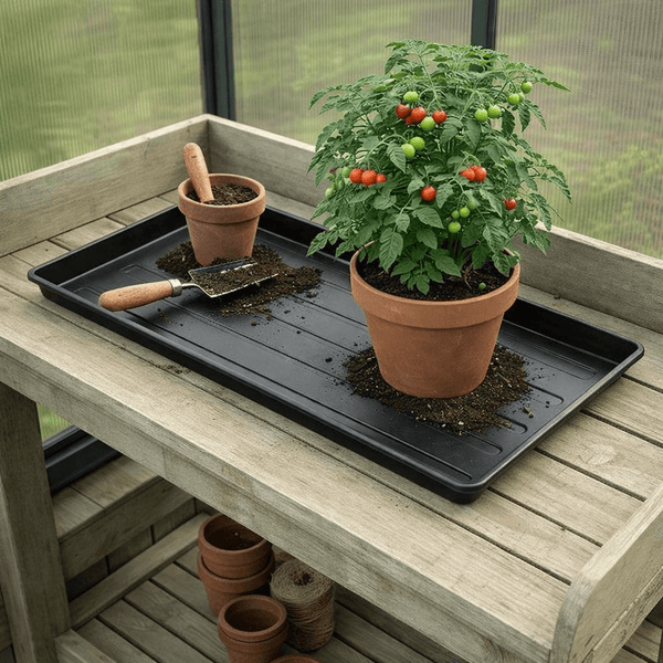 gravel tray for indoor plants Watertight Gravel Tray 100cm x 40cm Black