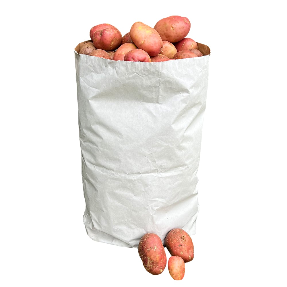 small paper potato sacks white holding potatoes