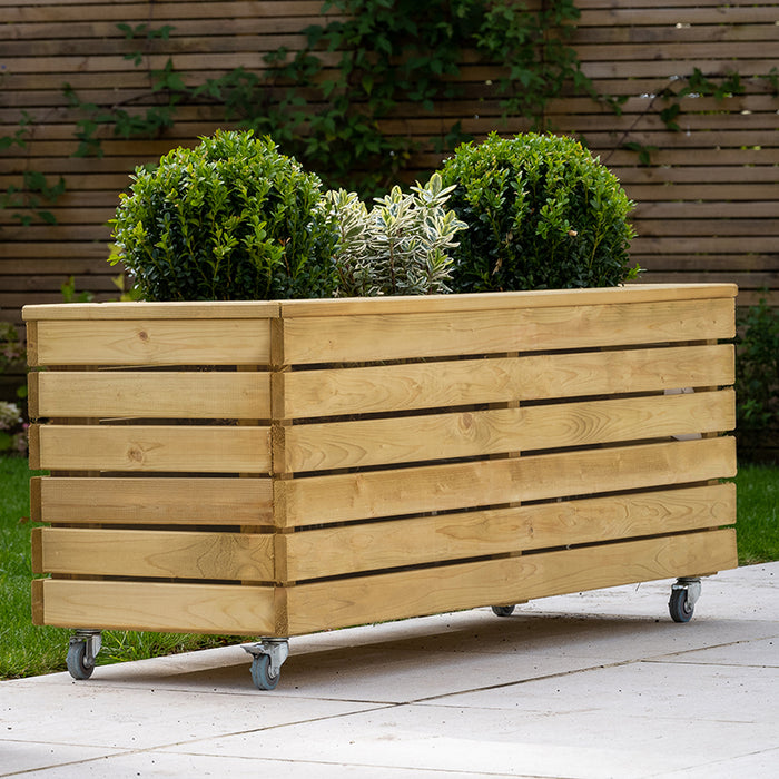 Forest Garden Linear Long Planter With Wheels