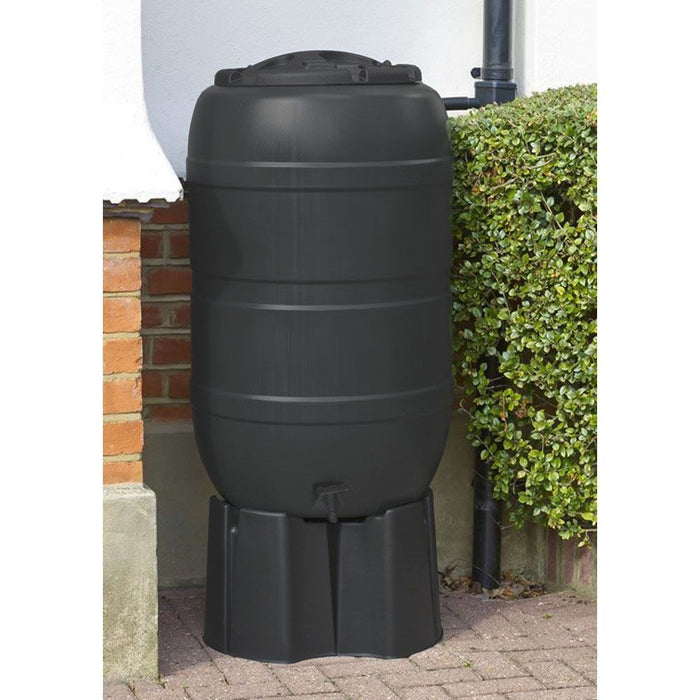 Standard Black Barrel Water Butt 210 litre with stand and diverter